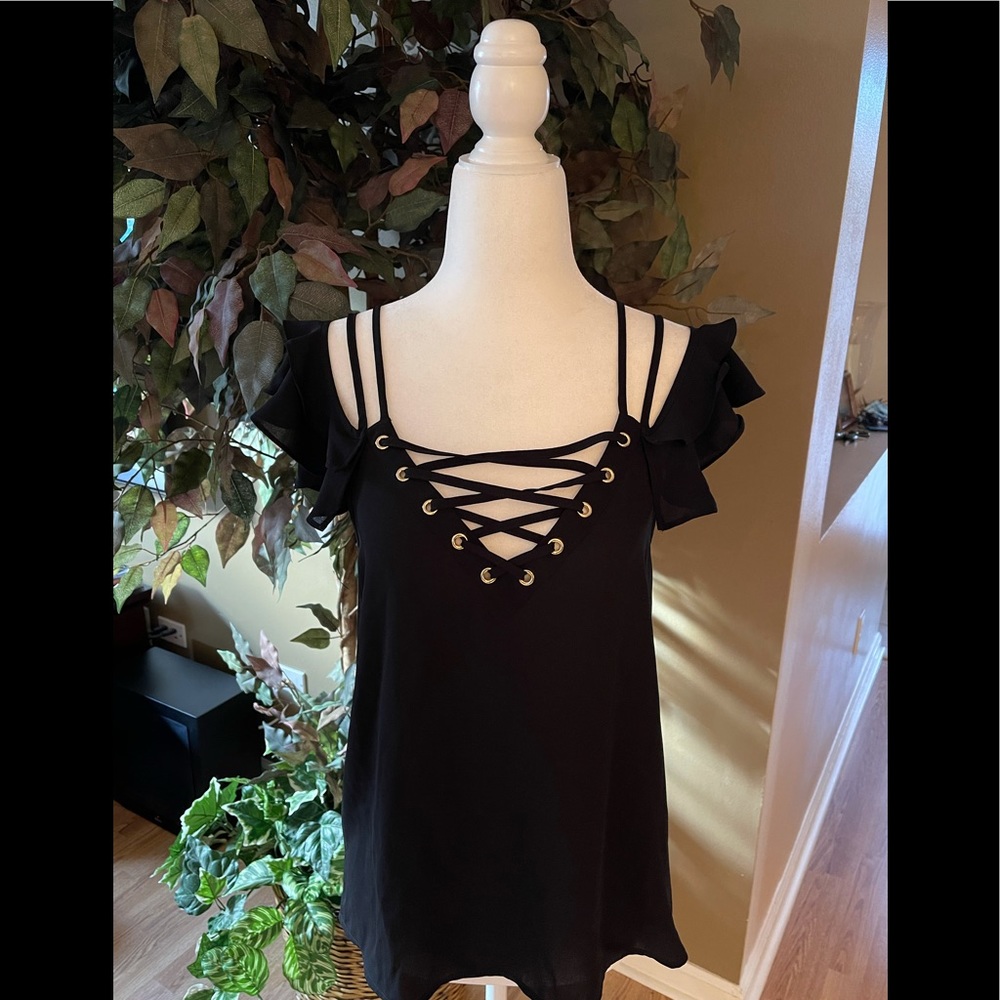 Express Metallic Tipped Slub V neck T shirt